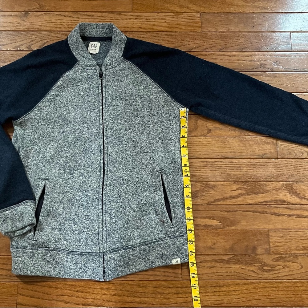 GAP kids Heather Gray and Navy Zip-Up Sweater Jacket